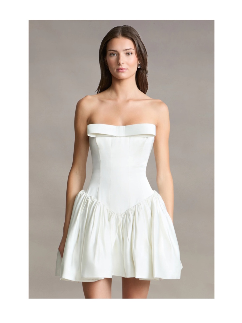 AMUR Strapless Ivory Mini Dress with Sculpted Bodice